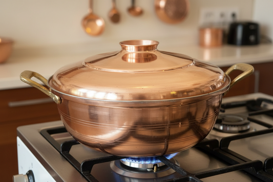 Bakır Dünyası - İçi Kalaylı Elvane Bakır Tencere (3 Litre) - 27 cm çap 7 cm derinlik