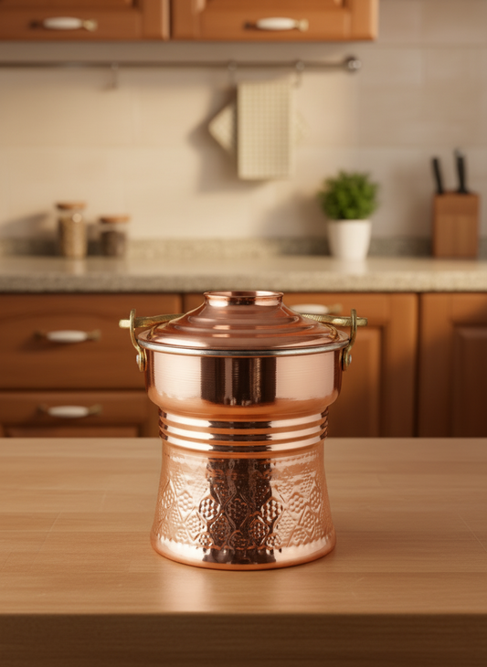 Bakır Dünyası – 2 Litre El İşçiliği Bakır Yoğurt Bakraç (Hakiki Kalaylı)