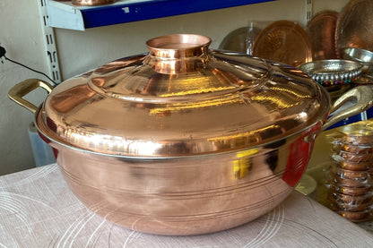 Bakır Dünyası - İçi Kalaylı Elvane Bakır Tencere (3 Litre) - 27 cm çap 7 cm derinlik