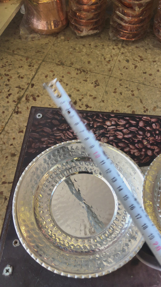 El İşçiliği Bakır Servis Tabak Takımı (2’li) – 18 cm + 17 cm – Geleneksel Dövme Bakır – 245 gr